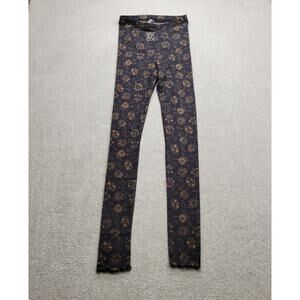 Free People Womens Black Combo Floral Print Leggings Medium Black Gold
